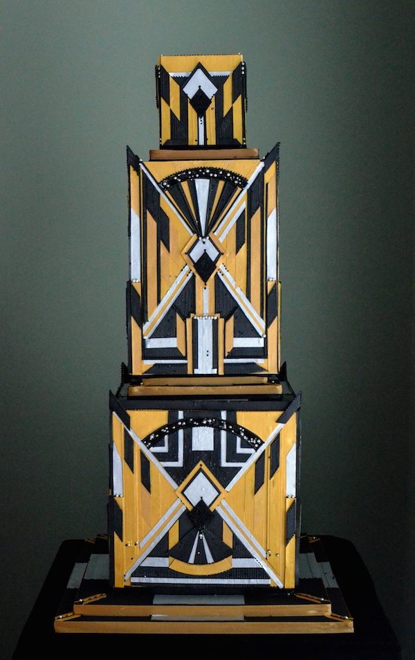 Art Deco Cake White Gold and Black Deco Weddings