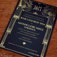 Art Deco Wedding Invitation || Gold + Black