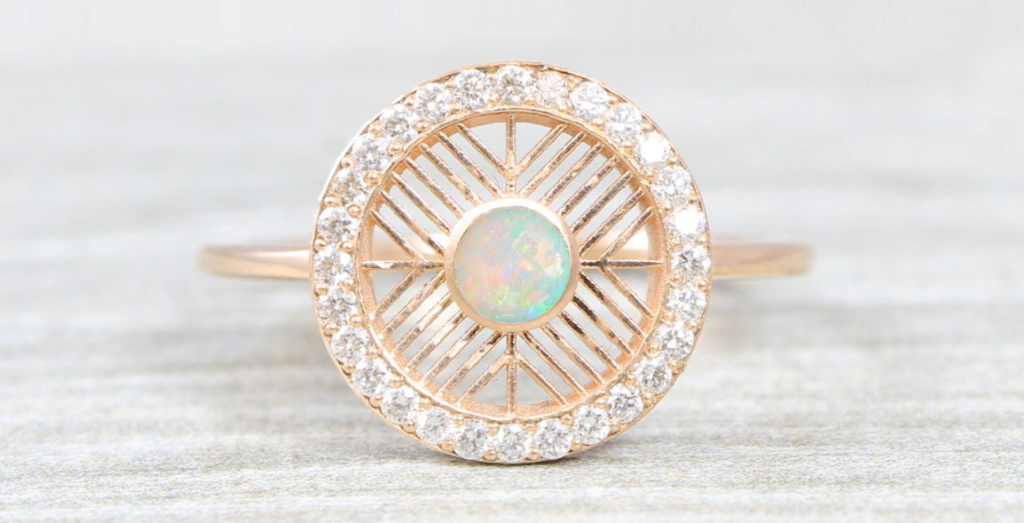 1920s Art Deco Opal Engagement Ring