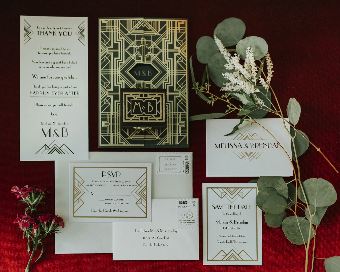 1920s Art Deco Wedding Invitation Suite