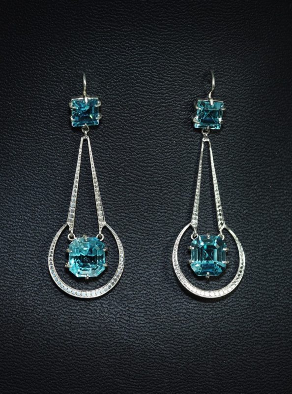 1920s blue zircon earrings