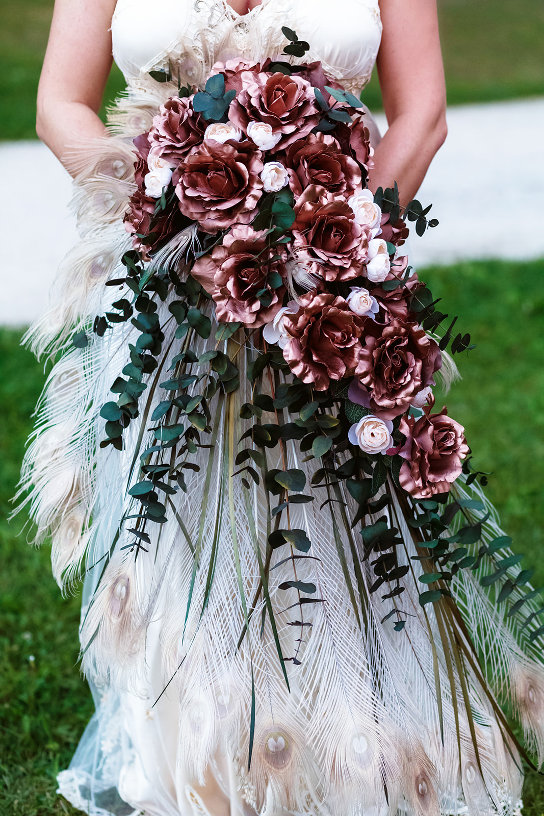 1920s Cascading Bouquet | Red Pink and Green