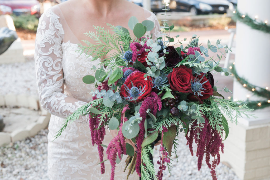 1920s Cascading Bouquet Winter Wedding