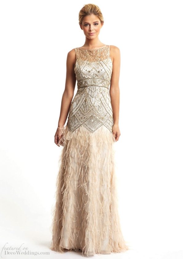 1920s Feather Flapper Dress