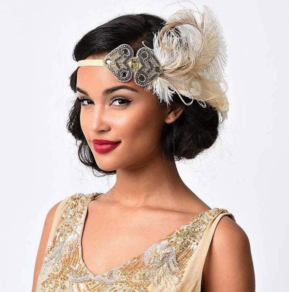 1920s Flapper Headband | Ivory + Purple