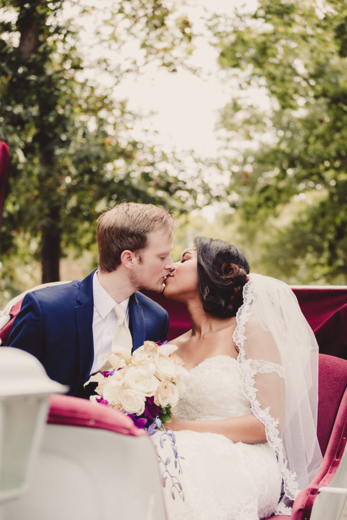 1920s Garden Party Wedding Bride + Groom Carriage Ride