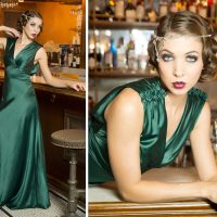 1920s Green Satin Gown
