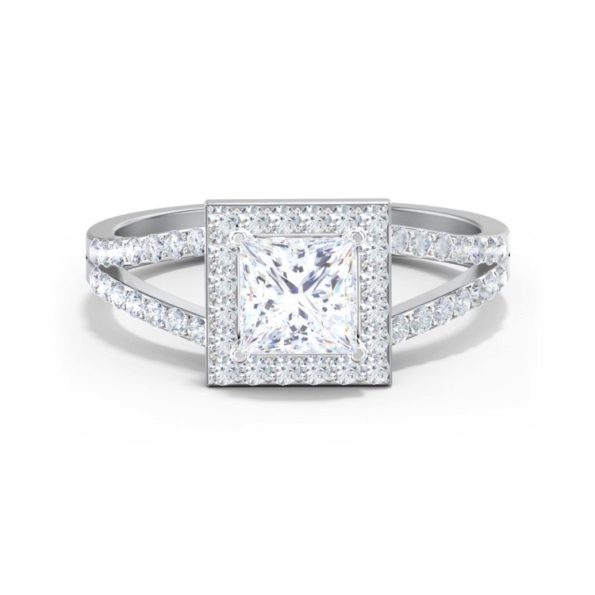 1920s Princess Cut Split Shank Diamond Engagement Ring