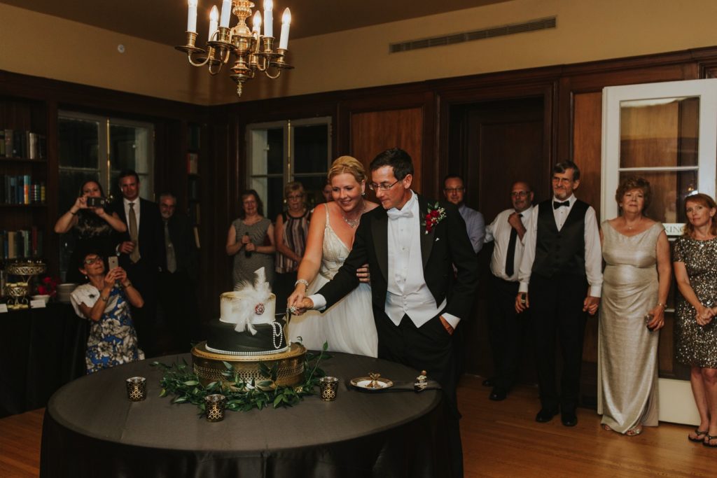 1920s Style Florida Wedding Cake Cutting