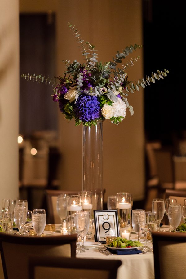 1920s Wedding Centerpieces in Purple and White