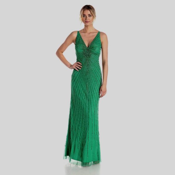 1930s Beaded Emerald Green Gown