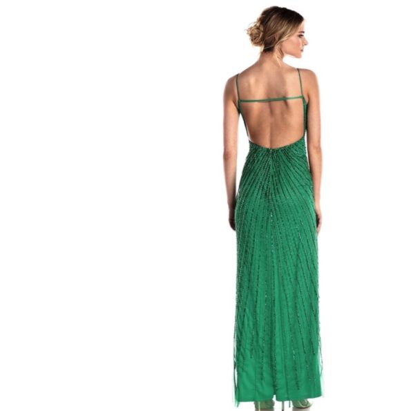 1930s Style Emerald Green Beaded Gown | Adrianna Papell - Image 2