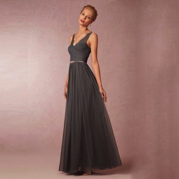 1930s Style Grey Tulle Gown