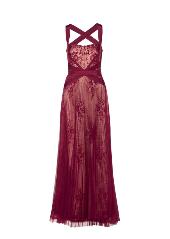 1940s Style Burgundy Evening Gown | Mikael Aghal