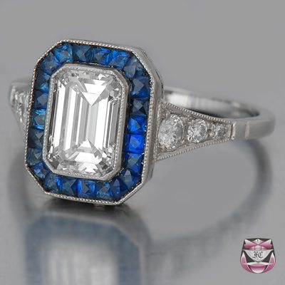 Diamond and Sapphire Art Deco Engagement