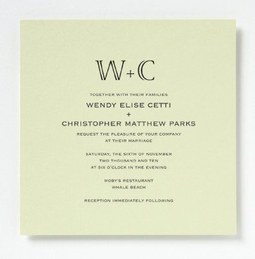 Green + Black Art Deco Wedding Invitation