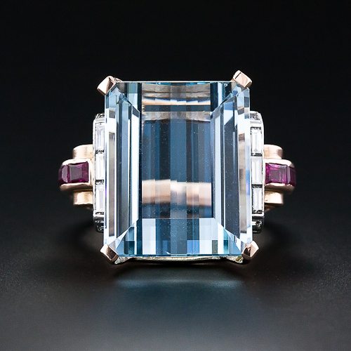 1920s Art Deco Aquamarine Ring