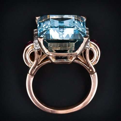 1920s Art Deco Aquamarine Ring