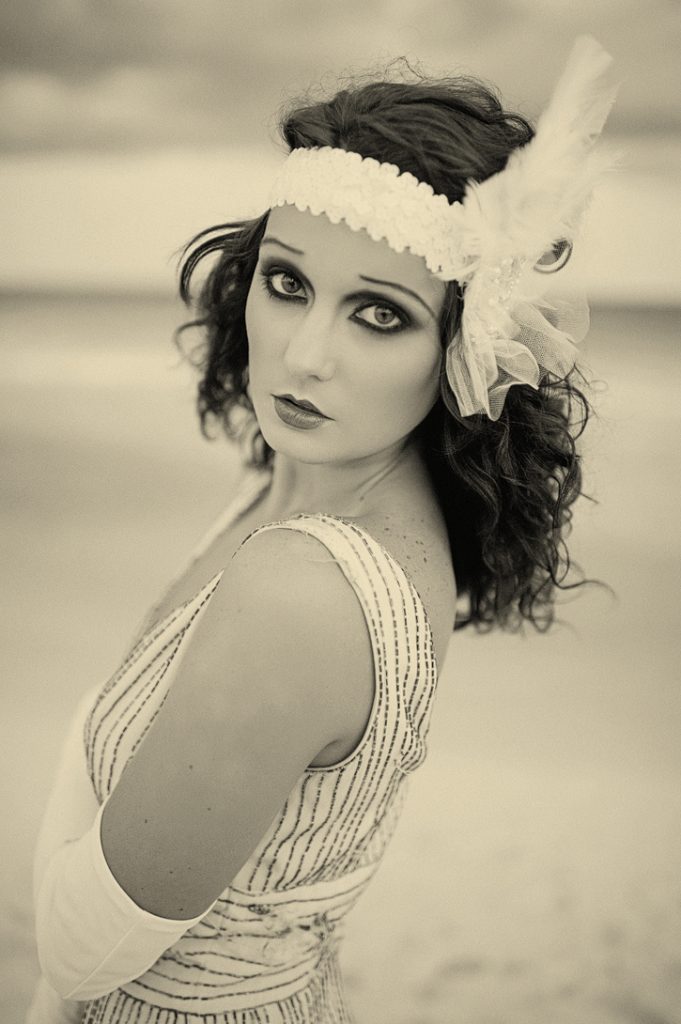 Flapper bride with long hair