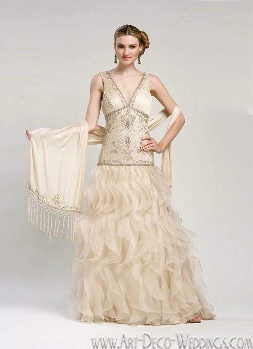 Sue Wong Ruffled Art Deco Gown W1414
