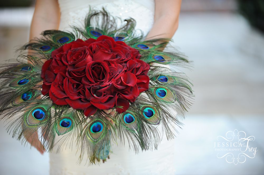 Rose and Peacock Plume Bouquet