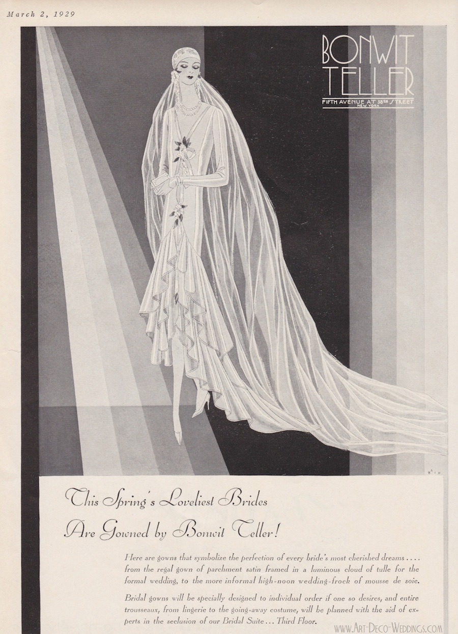 Vintage Art Deco Wedding Gown Vogue Ad