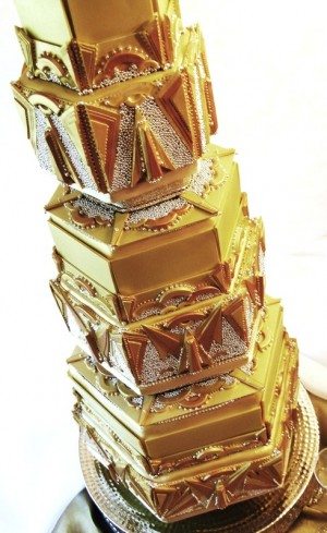 Gold and SIlver Deco Wedding Cake