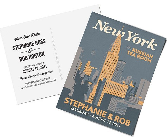 New York Vintage Travel Poster Save The Date