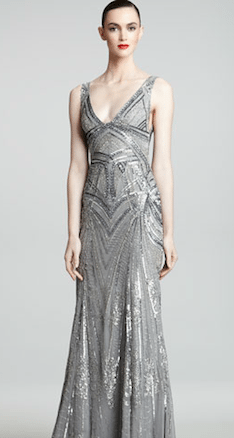 Silver Deco Gown Monique Lhuillier