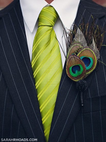 Peacock Feather Boutonniere