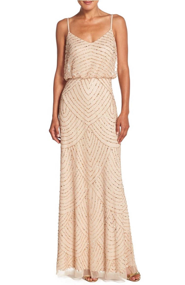 Champagne Adrianna Papell Blouson Gown