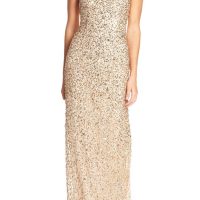 Adrianna Papell Gold Glitter Gown