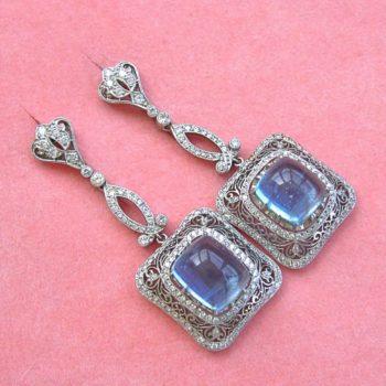 Platinum Antique Art Deco Aquamarine Earrings