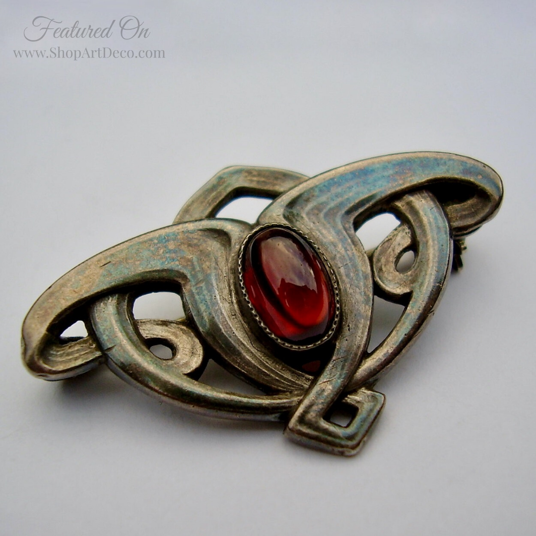 Antique Art Nouveau Garnet Brooch