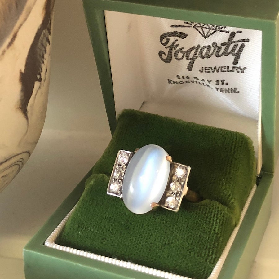 Antique Diamond Moonstone Ring