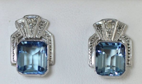 Aquamarine Art Deco Earrings