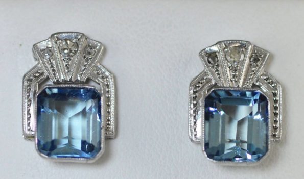 Aquamarine Art Deco Earrings