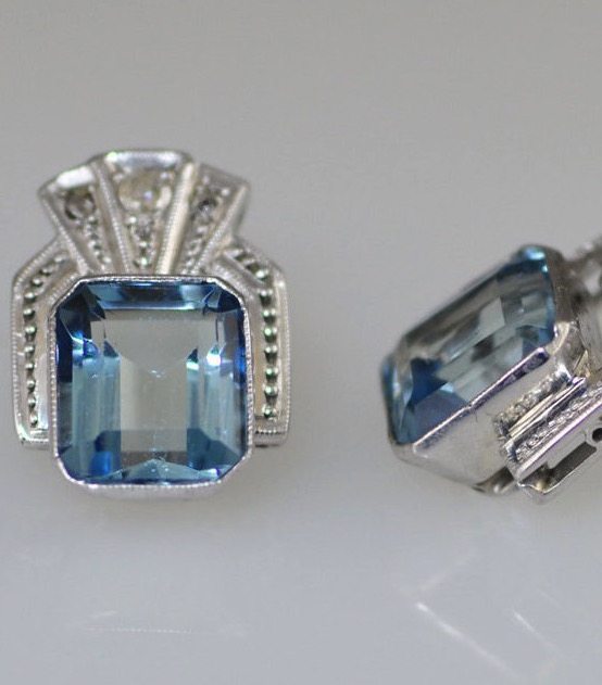 Aquamarine Art Deco Earrings | Deco Shop