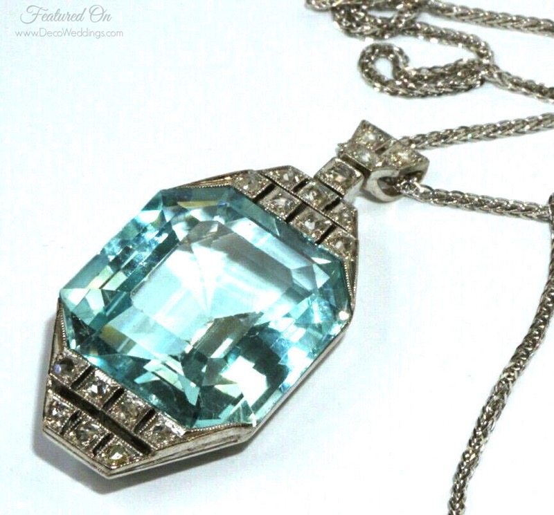 Art Deco Aquamarine Necklace