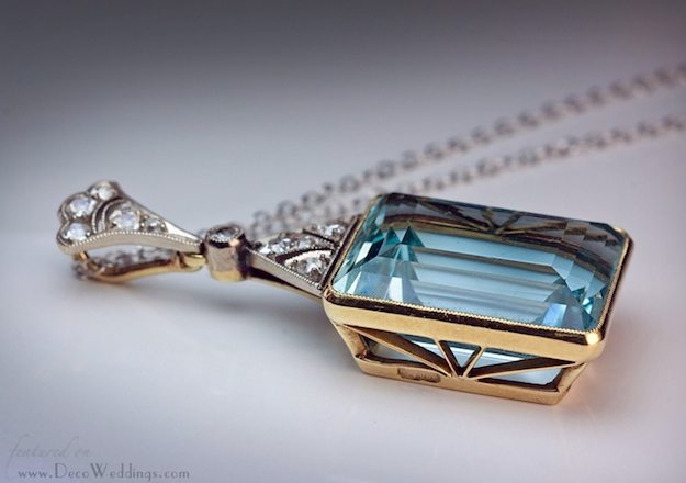 Art Deco Aquamarine Pendant