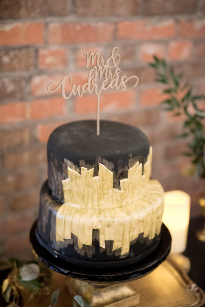 Art Deco Black + Gold Cake | Winter Wedding