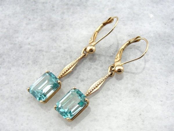 Art Deco blue zircon earrings
