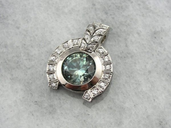 Art Deco blue zircon pendant