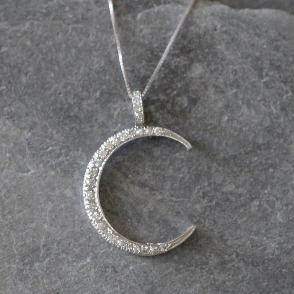 Art Deco Diamond Moon Necklace
