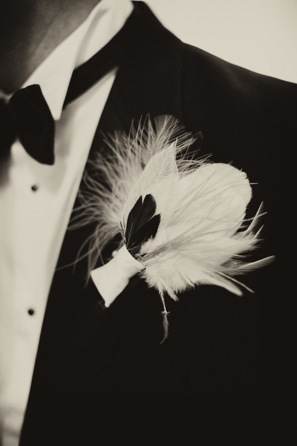 Art Deco Feather Boutonniere