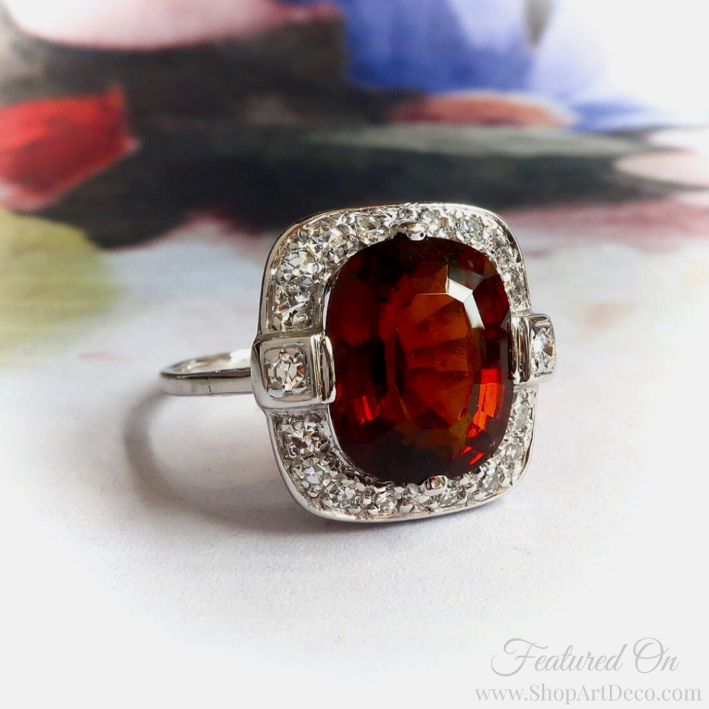 Art Deco Garnet Cocktail Ring