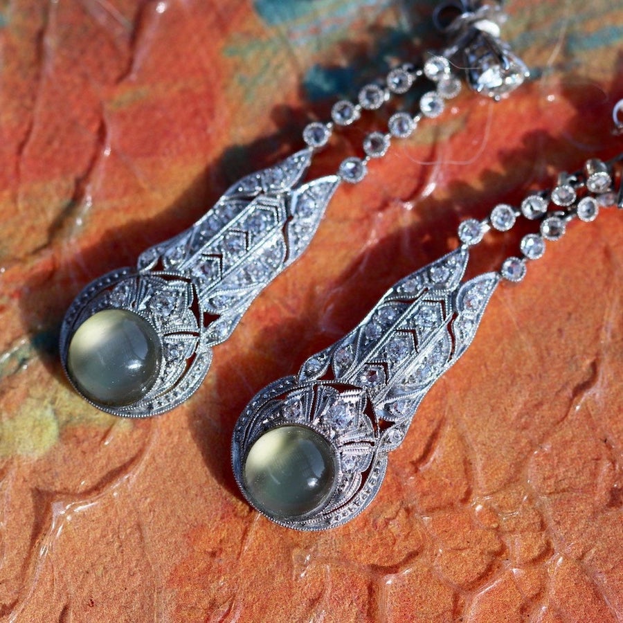 Art Deco Moonstone Earrings