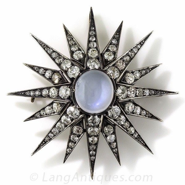 Art Deco Moonstone Starburst Brooch