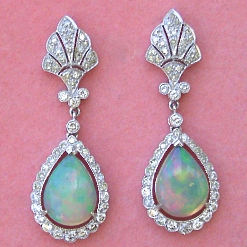 Art Deco Opal Earrings