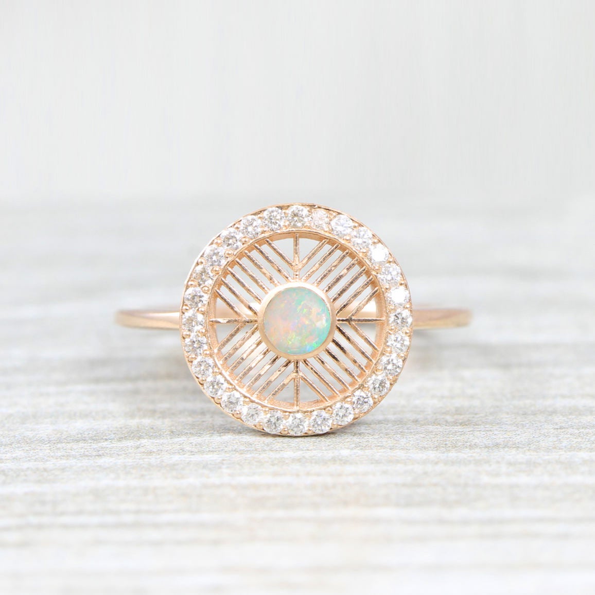 Art Deco Opal Engagement Ring